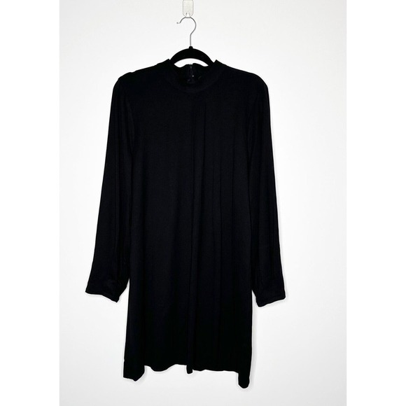 NEW Halogen Long Sleeve Shift Mini Dress Mock Neck Stretch Women's Black Size XL - Picture 3 of 7